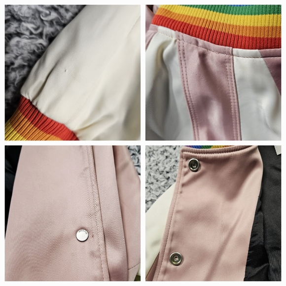 Coach Rainbow Souvenir Jacket M Medium Bomber Varsity Baby Pink Satin LGBTQ+ - Picture 12 of 16